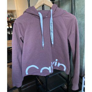 Calvin Klein Performance Size S Women's Cropped Logo Purple Hoodie